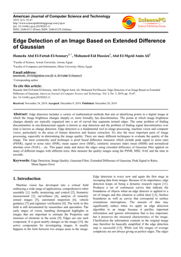 Edge Detection of an Image Based on Extended Difference of Gaussian