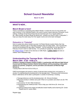 School Council Newsletter