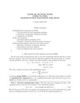 Math 356 Lecture Notes Intro to Pdes Eigenfunction Expansions for Ibvps