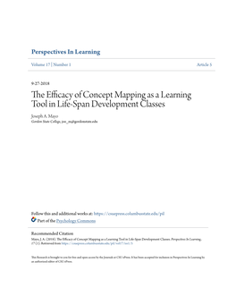 The Efficacy of Concept Mapping As a Learning Tool in Life-Span Development Classes