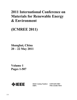 2011 International Conference on Materials for Renewable Energy & Environment