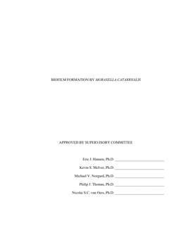 Biofilm Formation by Moraxella Catarrhalis