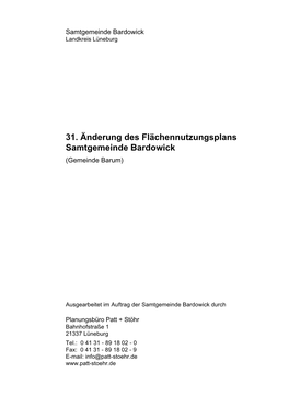 31. Änderung Des Flächennutzungsplans Samtgemeinde Bardowick