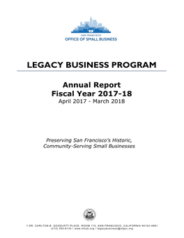 Legacy Business Program Annual Report