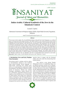 Judeo-Arabic: Cultural Symbiosis of the Jews in the Islamicate Context