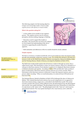 Compare and Contrast Two Models Or Theories of One Cognitive Process with Reference to Research Studies