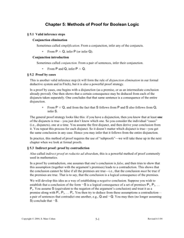 Chapter 5: Methods of Proof for Boolean Logic