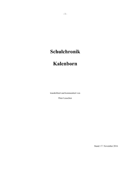 Schulchronik Kalenborn