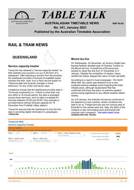 January 2021 Published by the Australian Timetable Association