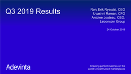 Adevinta Q3 2019 Results Presentation 0835 241019