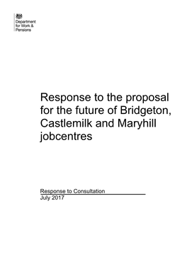 Proposal for the Future of Bridgeton, Castlemilk and Maryhill Jobcentres