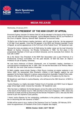 New President of the Nsw Court of Appeal