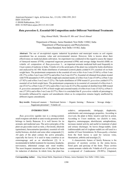 Ruta Graveolens L. Essential Oil Composition Under Different Nutritional Treatments