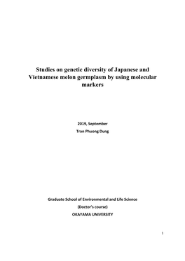 Studies on Genetic Diversity of Japanese and Vietnamese Melon Germplasm by Using Molecular Markers
