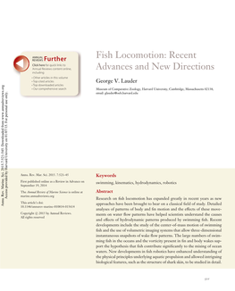 Fish Locomotion: Recent Advances and New Directions