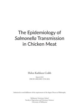 The Epidemiology of Salmonella Transmission in Chicken Meat