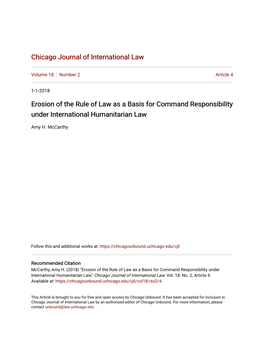 Erosion of the Rule of Law As a Basis for Command Responsibility Under International Humanitarian Law