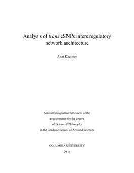 Analysis of Trans Esnps Infers Regulatory Network Architecture