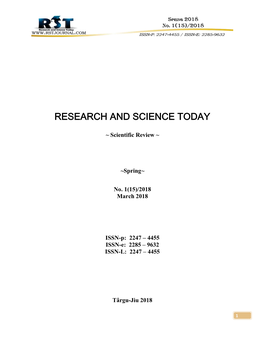 Research and Science Today No. 1(15)/2018