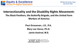 Intersectionality and the Disability Rights Movement: the Black Panthers, the Butterfly Brigade, and the United Farm Workers of America