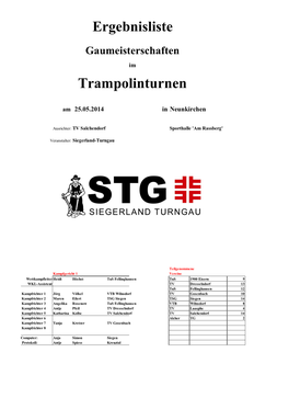 Siegerliste Gau Trampolin 2014