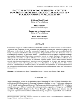 Factors Influencing Residents' Attitude Towards Marine Resource Utilization