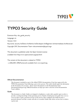 TYPO3 Security Guide