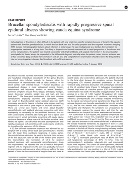 Brucellar Spondylodiscitis with Rapidly Progressive Spinal Epidural Abscess Showing Cauda Equina Syndrome