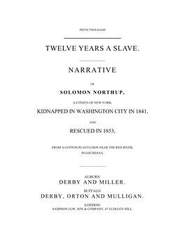 Twelve Years a Slave. Narrative