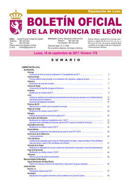 BOLETÍN OFICIAL DE LA PROVINCIA DE LEÓN Edita: Imprenta Provincial