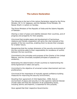 The Lahore Declaration