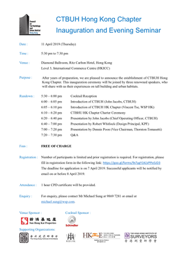 CTBUH Hong Kong Chapter Inauguration and Evening Seminar