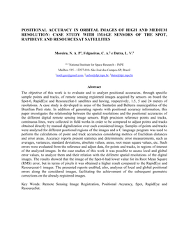 Positional Accuracy in Orbital Images of High and Medium Resolution: Case Study with Image Sensors of the Spot, Rapideye and Resourcesat Satellites