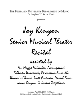 Senior Musical Theater Recital Assisted by Ms