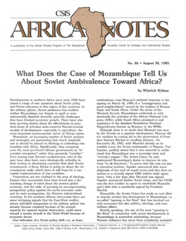 What Does the Case of Mozambique Tell Us About Soviet Ambivalence Toward Africa?