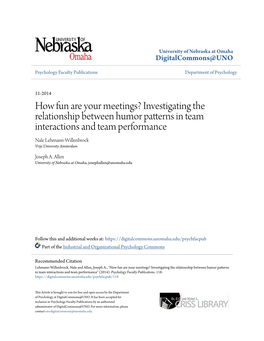 How Fun Are Your Meetings? Investigating the Relationship Between Humor Patterns in Team Interactions and Team Performance