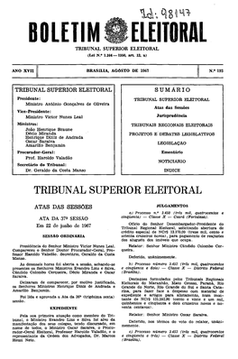 BOLETIM «ELEITORAL TRIBUNAL SUPERIOR ELEITORAL (Lei N.° 1.164—1950, Art