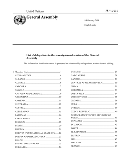 General Assembly 9 February 2018