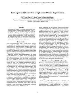 Semi-Supervised Classification Using Local and Global Regularization