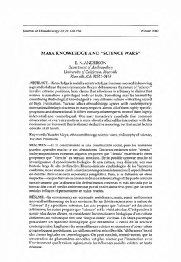 Maya Knowledge and "Science Wars"