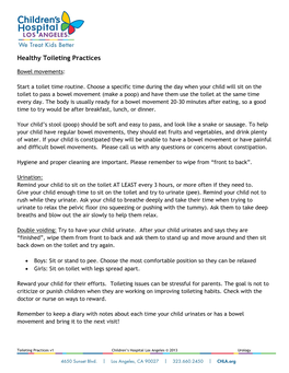 Healthy Toileting Practices