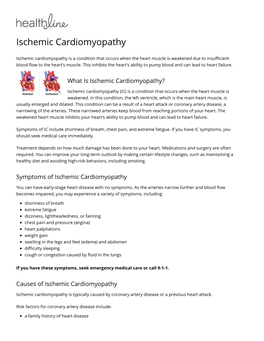 Ischemic Cardiomyopathy: Symptoms, Causes, & Treatment