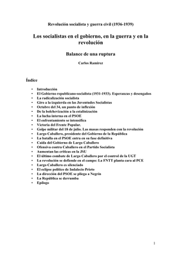 Los Socialistas En El Gobierno, En La Guerra Y En La Revolución