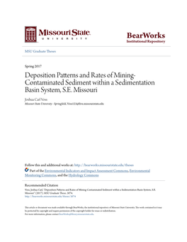 Deposition Patterns and Rates of Mining-Contaminated Sediment Within a Sedimentation Basin System, S.E