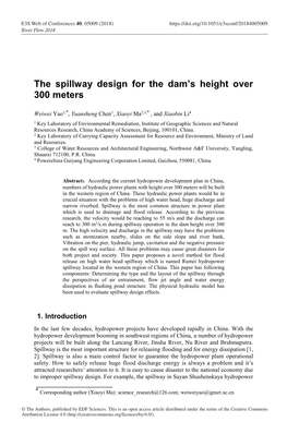 The Spillway Design for the Dam's Height Over 300 Meters
