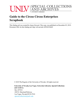 Guide to the Circus Circus Enterprises Scrapbook