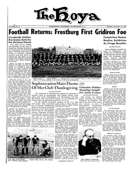 Football Returns: Frostburg First Gridiron Foe Cavalcade Unifies Committee Names Pre