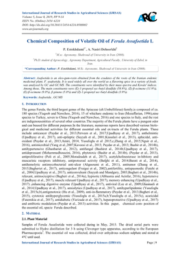 Chemical Composition of Volatile Oil of Ferula Assafoetida L