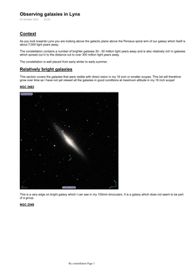 Observing Galaxies in Lynx 01 October 2015 22:25