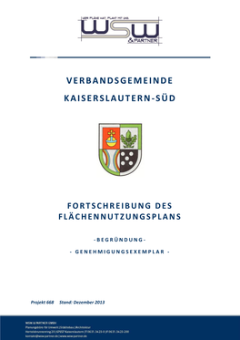Verbandsgemeinde Kaiserslautern-Süd Erläuterungsbericht Seite 1